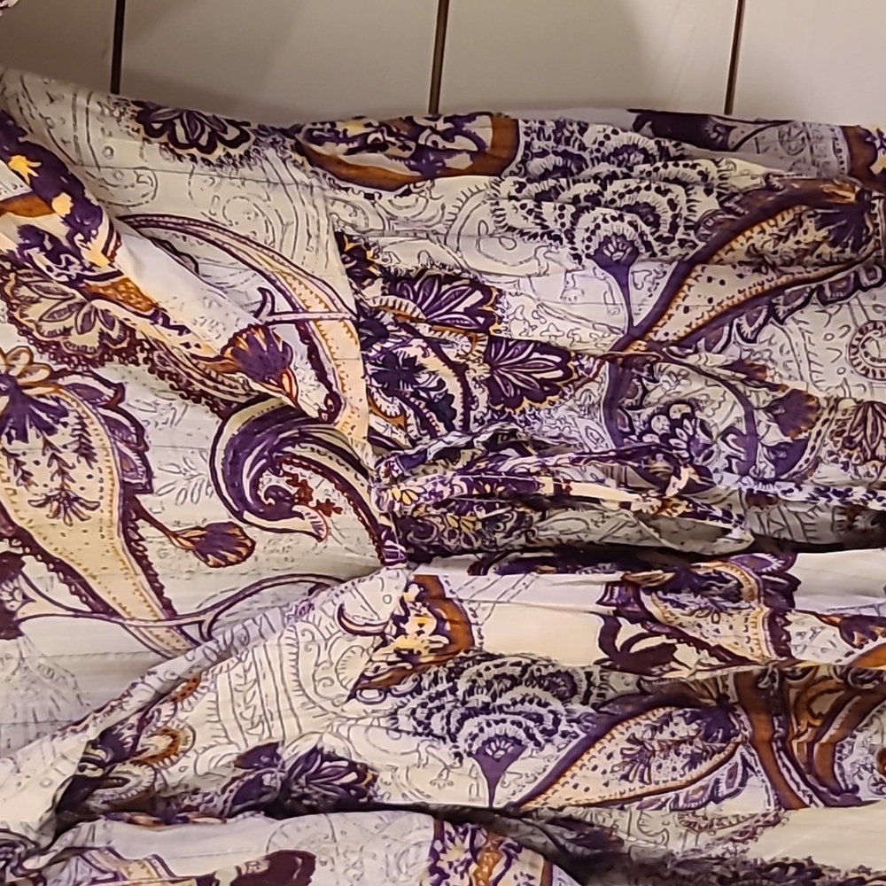 Free People White Dress with Purple Paisley and Rust Tassels - Picture 7 of 8